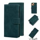 For iPhone 13 Skin Feel Pure Color Horizontal Flip Leather Case with Holder & Card Slots & Wallet(Green) - 1