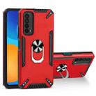 For Huawei Y7a PC + TPU Protective Case with 360 Degrees Rotatable Ring Holder(Red) - 1
