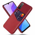 For Huawei Enjoy 20 Pro Cloth Texture PC + PU Leather Back Cover Shockproof Case with Card Slot(Red) - 1