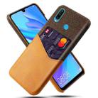 For Huawei P30 Lite Cloth Texture PC + PU Leather Back Cover Shockproof Case with Card Slot(Orange) - 1