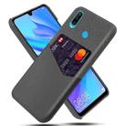 For Huawei P30 Lite Cloth Texture PC + PU Leather Back Cover Shockproof Case with Card Slot(Grey) - 1