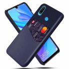 For Huawei P30 Lite Cloth Texture PC + PU Leather Back Cover Shockproof Case with Card Slot(Blue) - 1