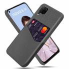 For Huawei P40 Lite Cloth Texture PC + PU Leather Back Cover Shockproof Case with Card Slot(Grey) - 1
