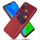 For Huawei P smart 2020 Cloth Texture PC + PU Leather Back Cover Shockproof Case with Card Slot(Red) - 1