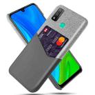 For Huawei P smart 2020 Cloth Texture PC + PU Leather Back Cover Shockproof Case with Card Slot(Grey) - 1