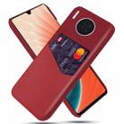 For Huawei Mate 30 Cloth Texture PC + PU Leather Back Cover Shockproof Case with Card Slot(Red) - 1