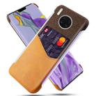 For Huawei Mate 30 Pro Cloth Texture PC + PU Leather Back Cover Shockproof Case with Card Slot(Orange) - 1