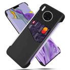 For Huawei Mate 30 Pro Cloth Texture PC + PU Leather Back Cover Shockproof Case with Card Slot(Black) - 1