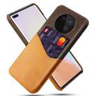 For Huawei Mate 40 Pro Cloth Texture PC + PU Leather Back Cover Shockproof Case with Card Slot(Orange) - 1