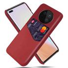 For Huawei Mate 40 Pro Cloth Texture PC + PU Leather Back Cover Shockproof Case with Card Slot(Red) - 1