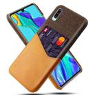 For Huawei P30 Cloth Texture PC + PU Leather Back Cover Shockproof Case with Card Slot(Orange) - 1