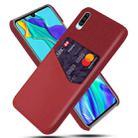 For Huawei P30 Cloth Texture PC + PU Leather Back Cover Shockproof Case with Card Slot(Red) - 1