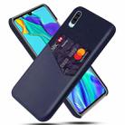 For Huawei P30 Cloth Texture PC + PU Leather Back Cover Shockproof Case with Card Slot(Blue) - 1