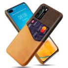 For Huawei P40 Cloth Texture PC + PU Leather Back Cover Shockproof Case with Card Slot(Orange) - 1