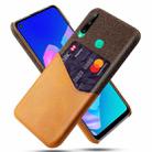For Huawei P40 Lite E / 7P Cloth Texture PC + PU Leather Back Cover Shockproof Case with Card Slot(Orange) - 1