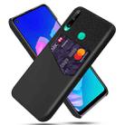 For Huawei P40 Lite E / 7P Cloth Texture PC + PU Leather Back Cover Shockproof Case with Card Slot(Black) - 1