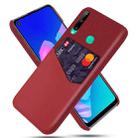 For Huawei P40 Lite E / 7P Cloth Texture PC + PU Leather Back Cover Shockproof Case with Card Slot(Red) - 1