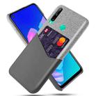 For Huawei P40 Lite E / 7P Cloth Texture PC + PU Leather Back Cover Shockproof Case with Card Slot(Grey) - 1