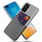 For Huawei P40 Pro Cloth Texture PC + PU Leather Back Cover Shockproof Case with Card Slot(Grey) - 1