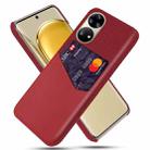For Huawei P50 Pro Cloth Texture PC + PU Leather Back Cover Shockproof Case with Card Slot(Red) - 1