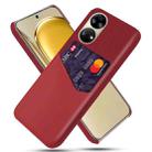 For Huawei P50 Cloth Texture PC + PU Leather Back Cover Shockproof Case with Card Slot(Red) - 1