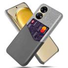 For Huawei P50 Cloth Texture PC + PU Leather Back Cover Shockproof Case with Card Slot(Grey) - 1