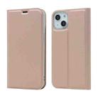 Magnetic Suction Electric Pressed Horizontal Flip Leather Case with Holder For iPhone 13 mini(Rose Gold) - 1