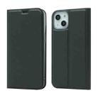 For iPhone 13 Magnetic Suction Electric Pressed Horizontal Flip Leather Case with Holder(Grey) - 1
