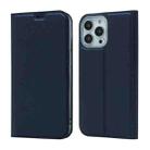 For iPhone 13 Pro Magnetic Suction Electric Pressed Horizontal Flip Leather Case with Holder (Blue) - 1