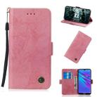 For Huawei Y6 2019 Retro Horizontal Flip PU Leather Case with Card Slots & Holder(Pink) - 1