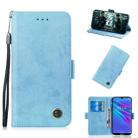 For Huawei Y6 2019 Retro Horizontal Flip PU Leather Case with Card Slots & Holder(Blue) - 1