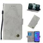 For Huawei Y6 2019 Retro Horizontal Flip PU Leather Case with Card Slots & Holder(Gray) - 1