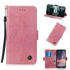 For Nokia 3.2 Retro Horizontal Flip PU Leather Case with Card Slots & Holder(Pink) - 1