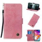 For Galaxy A70 Retro Horizontal Flip PU Leather Case with Card Slots & Holder(Pink) - 1