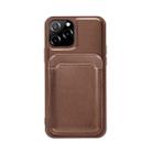 Mutural Yalan Series PU Full Coverage Protective Case with Magnetic Detachable Card Slot For iPhone 13(Brown) - 1