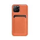 Mutural Yalan Series PU Full Coverage Protective Case with Magnetic Detachable Card Slot For iPhone 13 Pro(Orange) - 1