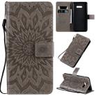 For LG G8X Pressed Printing Sunflower Pattern Horizontal Flip PU Leather Case with Holder & Card Slots & Wallet & Lanyard(Gray) - 1