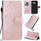 For LG G8X Pressed Printing Sunflower Pattern Horizontal Flip PU Leather Case with Holder & Card Slots & Wallet & Lanyard(Rose Gold) - 1