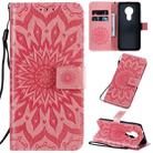 For Nokia 7.2 Pressed Printing Sunflower Pattern Horizontal Flip PU Leather Case with Holder & Card Slots & Wallet & Lanyard(Orange) - 1