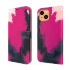 For iPhone 13 mini Watercolor Pattern Horizontal Flip Leather Case with Holder & Card Slot & Wallet (Berry Color) - 1