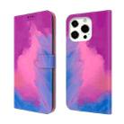 For iPhone 13 Pro Max Watercolor Pattern Horizontal Flip Leather Case with Holder & Card Slot & Wallet (Purple Red) - 1