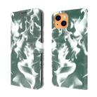 For iPhone 13 Cloud Fog Pattern Horizontal Flip Leather Case with Holder & Card Slot & Wallet(Dark Green) - 1