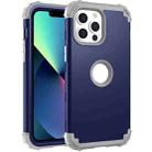 For iPhone 13 mini 3 in 1 Shockproof PC + Silicone Protective Case (Navy Blue + Grey) - 1