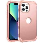 For iPhone 13 mini 3 in 1 Shockproof PC + Silicone Protective Case (Rose Gold) - 1