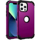 For iPhone 13 mini 3 in 1 Shockproof PC + Silicone Protective Case (Dark Purple + Black) - 1