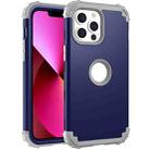 For iPhone 13 3 in 1 Shockproof PC + Silicone Protective Case(Navy Blue + Grey) - 1