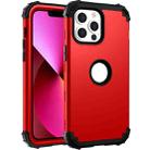 For iPhone 13 3 in 1 Shockproof PC + Silicone Protective Case(Red + Black) - 1