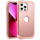For iPhone 13 3 in 1 Shockproof PC + Silicone Protective Case(Rose Gold) - 1