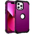 For iPhone 13 3 in 1 Shockproof PC + Silicone Protective Case(Dark Purple + Black) - 1