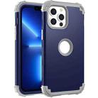 For iPhone 13 Pro 3 in 1 Shockproof PC + Silicone Protective Case (Navy Blue + Grey) - 1